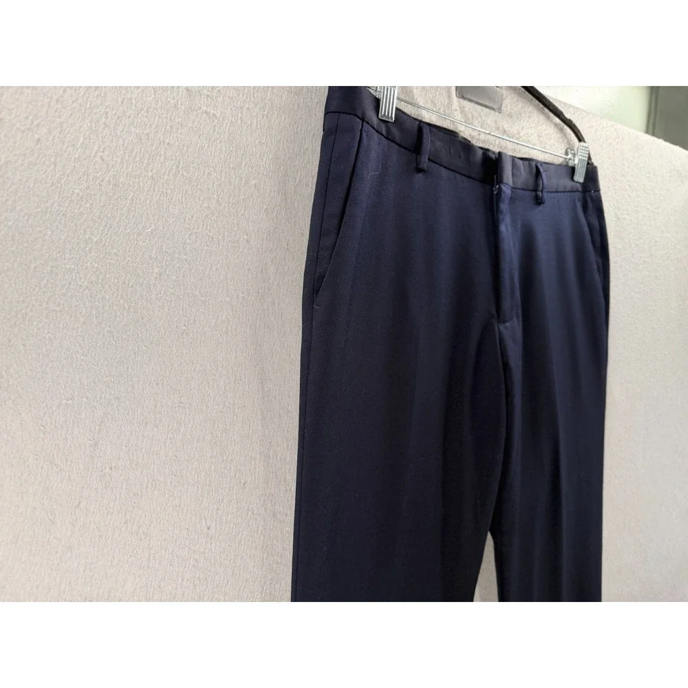 J Crew Bowery Slim Fit Dress Pants Mens 32x32 (33x30.5) Navy Wool Blend Office